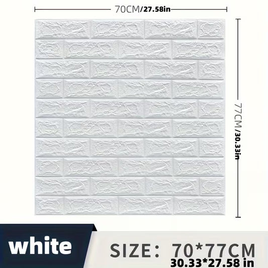 3D PE Foam Brick Wall Sticker Self-Adhesive Peel & Stick Panel (White)