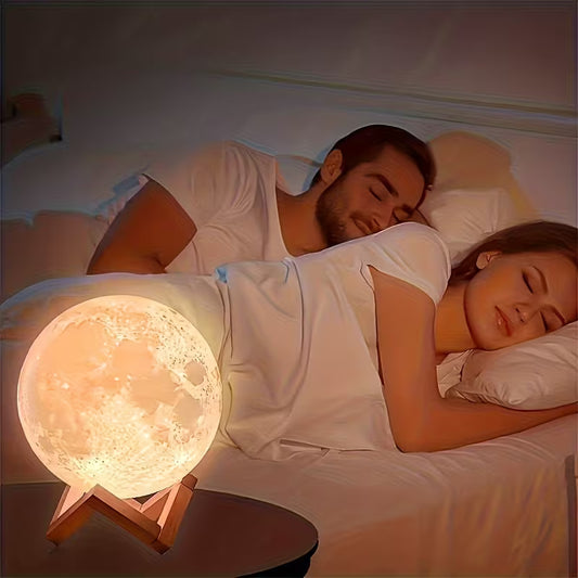 3D Moon Lamp 7-Color Touch Sensor LED Night Light with Stand